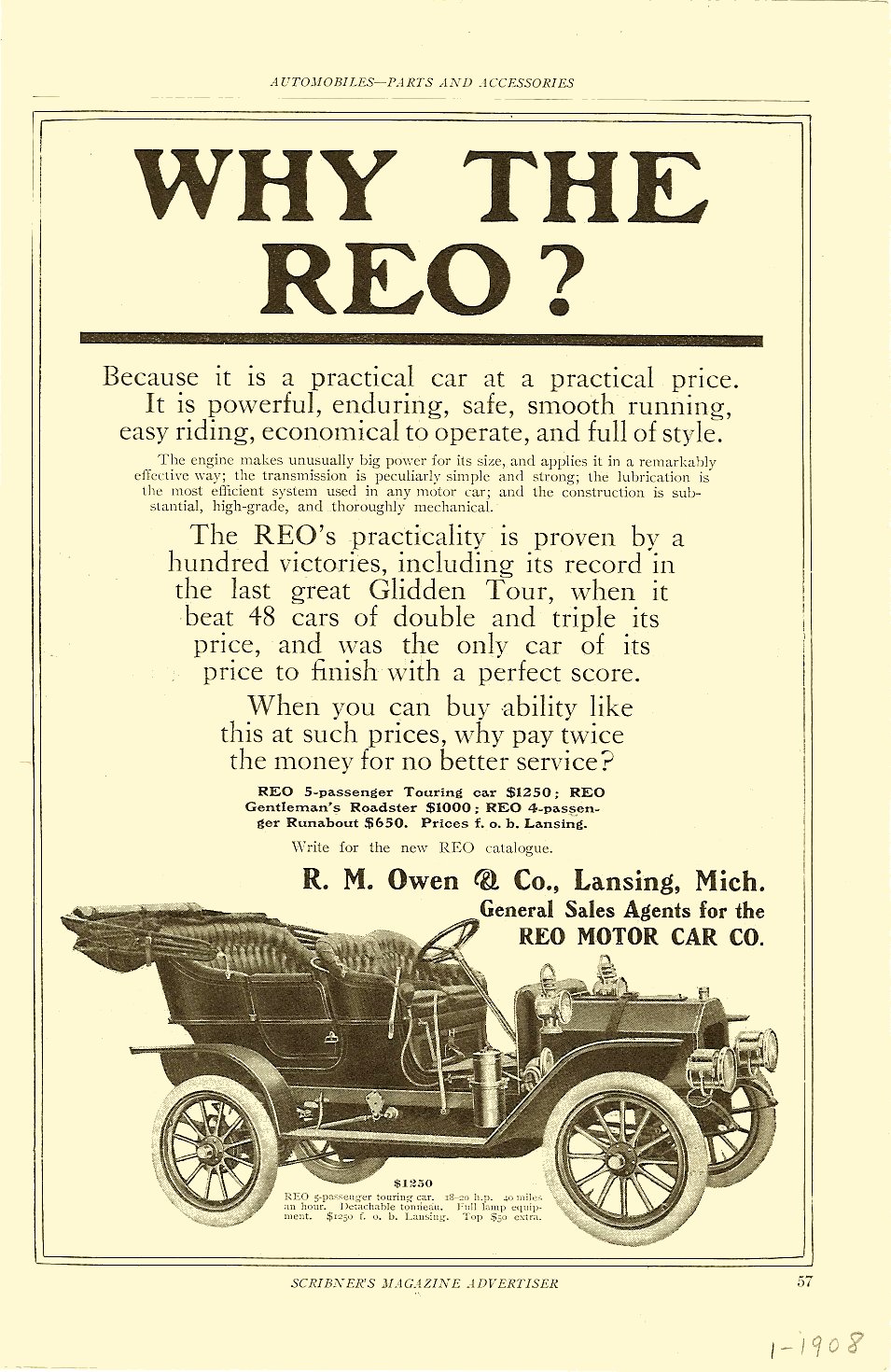 1908 REO Auto Advertising